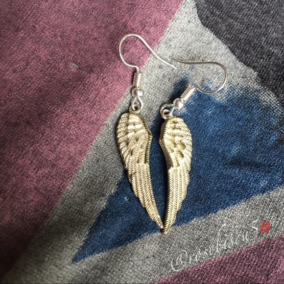 Jewelry - Silver-tone Angel Wing Boho Earrings (french hook)